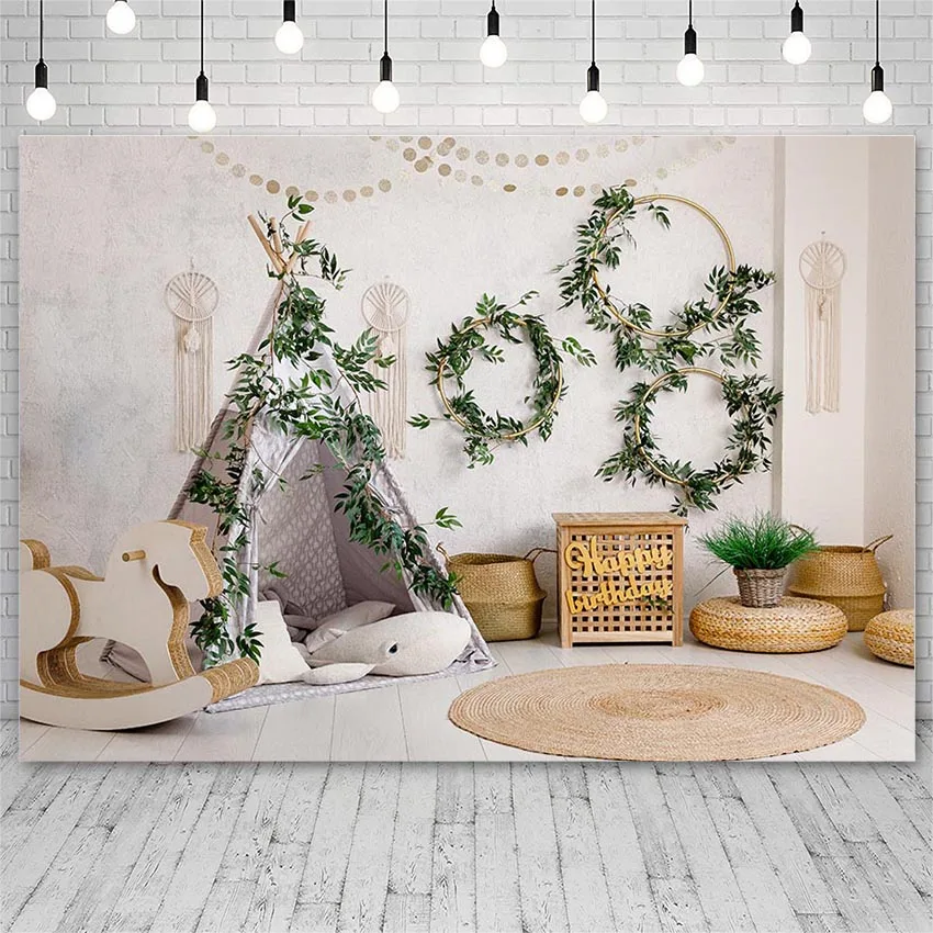 خلفية Avezano للتصوير خلفية عيد ميلاد سعيد طروادة الحصان خيمة الأخضر ورقة إكليل خلفية للصور استوديو فوتوزون التصوير