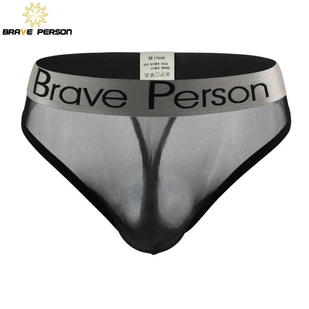 BRAVE PERSON Sexy Men\'s Briefs Transparent Low-waist Briefs Mesh Gauze Breathable Underwear Briefs Panties For Man