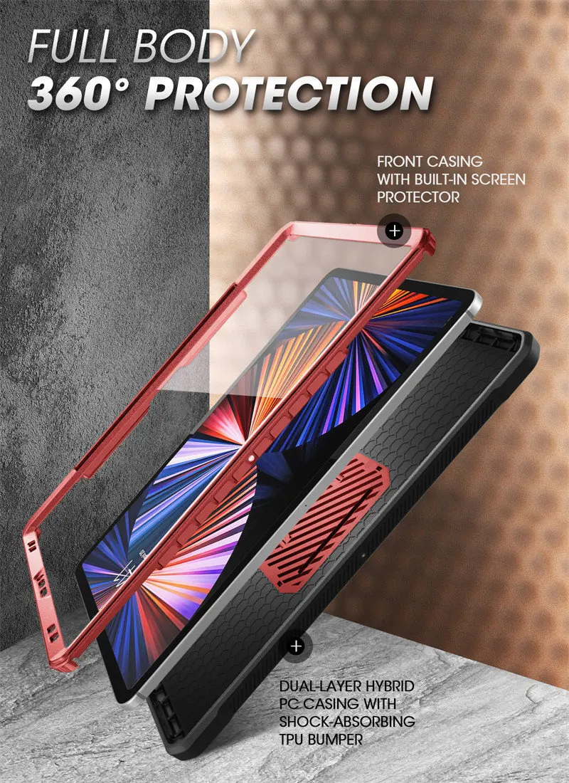 SUPCASE For iPad Pro 12.9 Case (2022/2021/2020) UB Pro Full-Body Rugged Kickstand Protective Case with Built-in Screen Protector