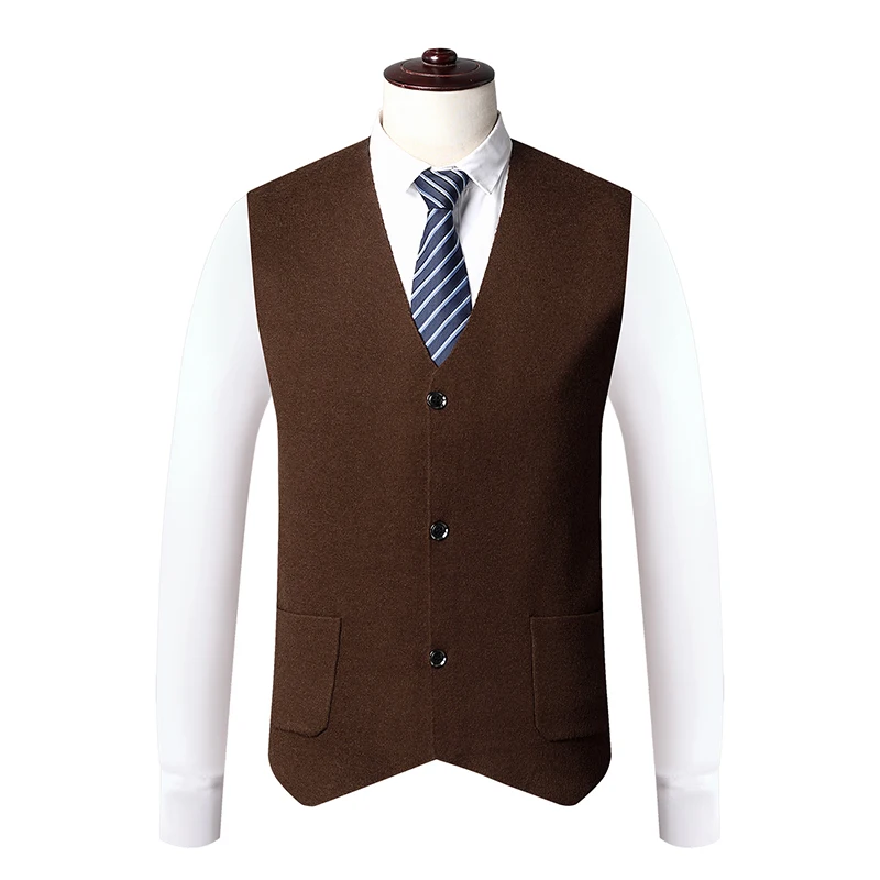 

Top Grade Suit Vest Autumn & Winter Man Cardigan Sweater Office Male Waistcoat Jacket Solid V-Neck Sleeveless Sweater Coat