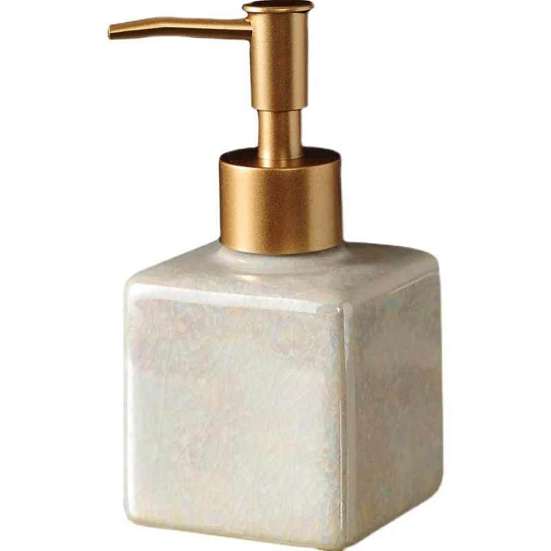 Ceramic Liquid Soap Dispenser Porcelain Bath Shampoo Shower Gel Bottle Gold Head Bath Hardware Birthday Present Wedding Gift