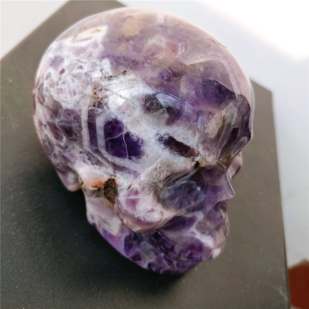 Approximate 1KG Natural Dream Amethyst Skull Hand Carved Crystal Crafts Witchcraft Stone Ornaments