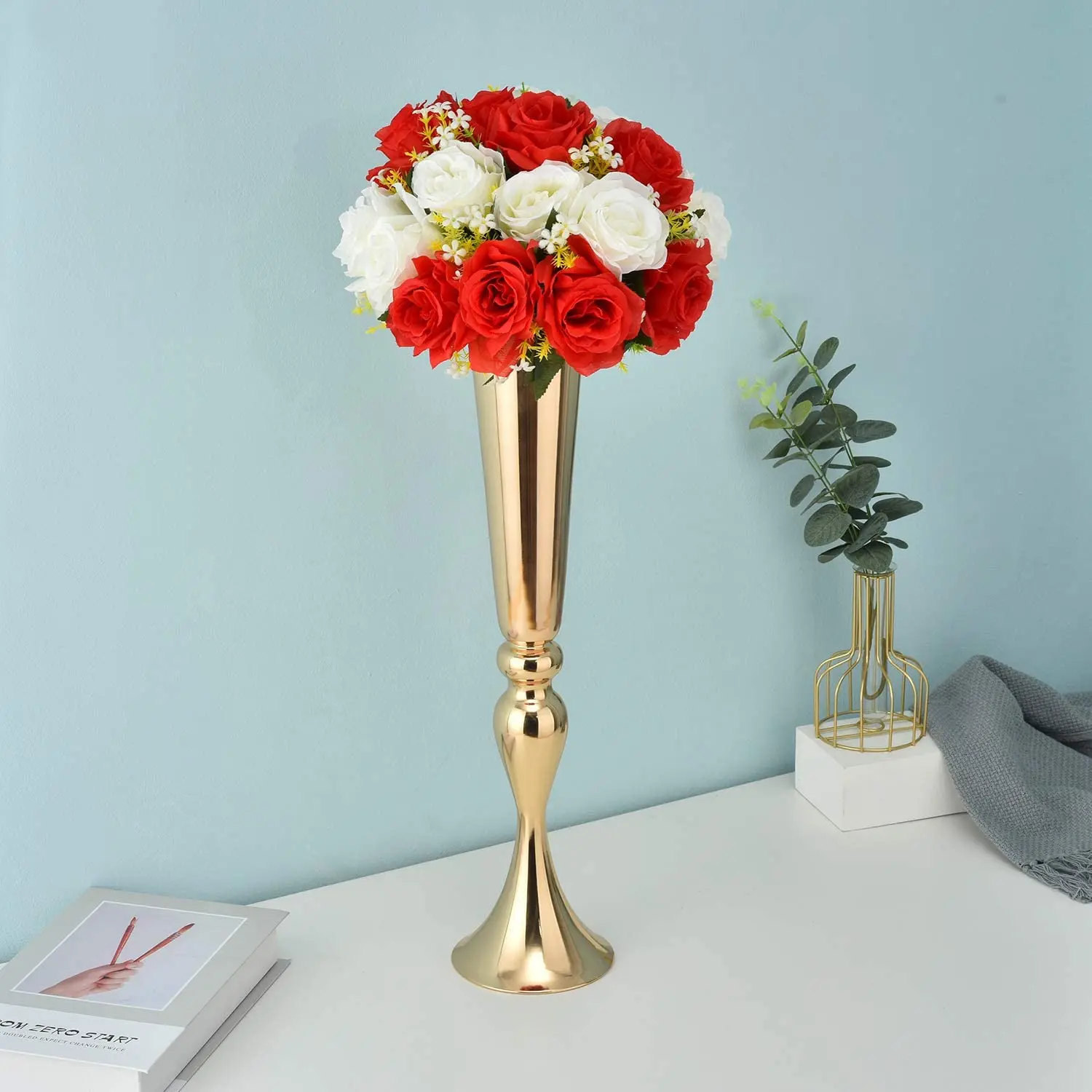 16pcs)65cm tall)Candle Holder  Wedding Table Centerpieces Decoration Gold iron Candelabra qq355