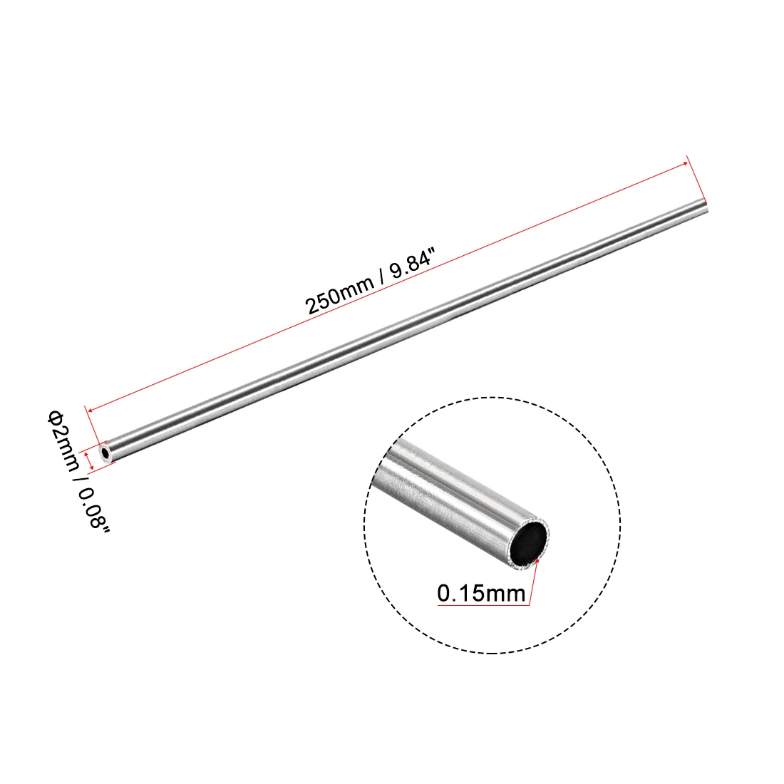 uxcell 4Pcs 304 Stainless Steel Round Tubing 2mm 3mm 4mm 5mm OD 250mm Length Seamless Straight Pipe Tube трубка