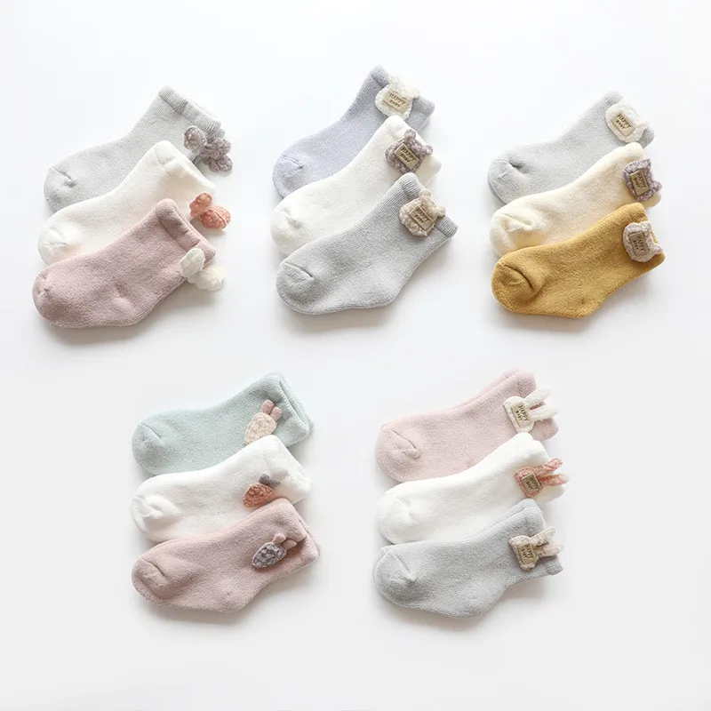 

Lawadka 3Pairs/Lot Winter Thick Warm Newborn Baby Socks Cotton Infant Boys Girls Floor Sock Casual Toddler Clothes Accesories