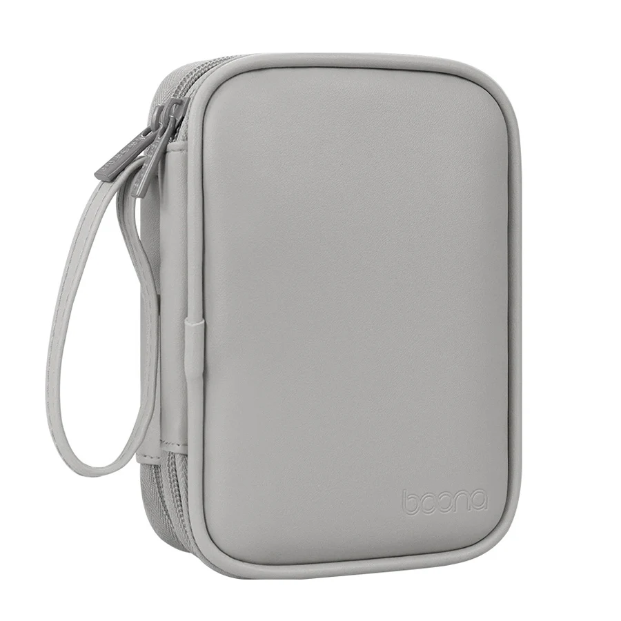 2023 Portable PU Mobile HDD Storage Bags Digital Accessories Organizer Double Layer Waterpfoof Small Storage Pouch Charger Bags