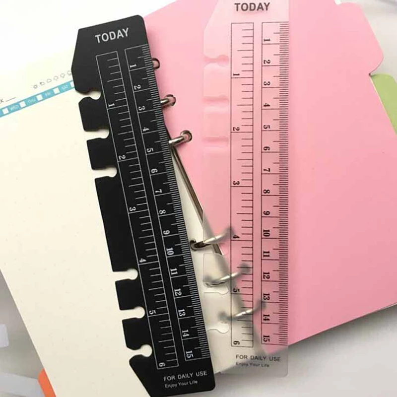 

2pcs/lot Classic PP 6 Holes Ruler For Binder Planner Notebooks,fine Office School Index Ruler Bookmark Notebooks Accessories