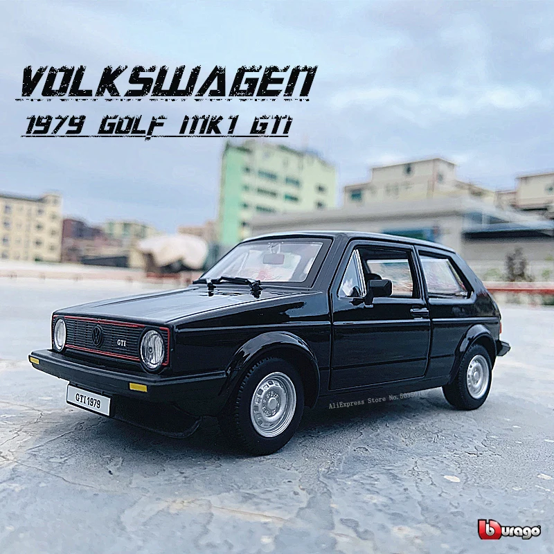 Bburago 1:24 Volkswagen 1979 Golf GTI MK1 black simulation alloy car model crafts decoration collection toy tools gift