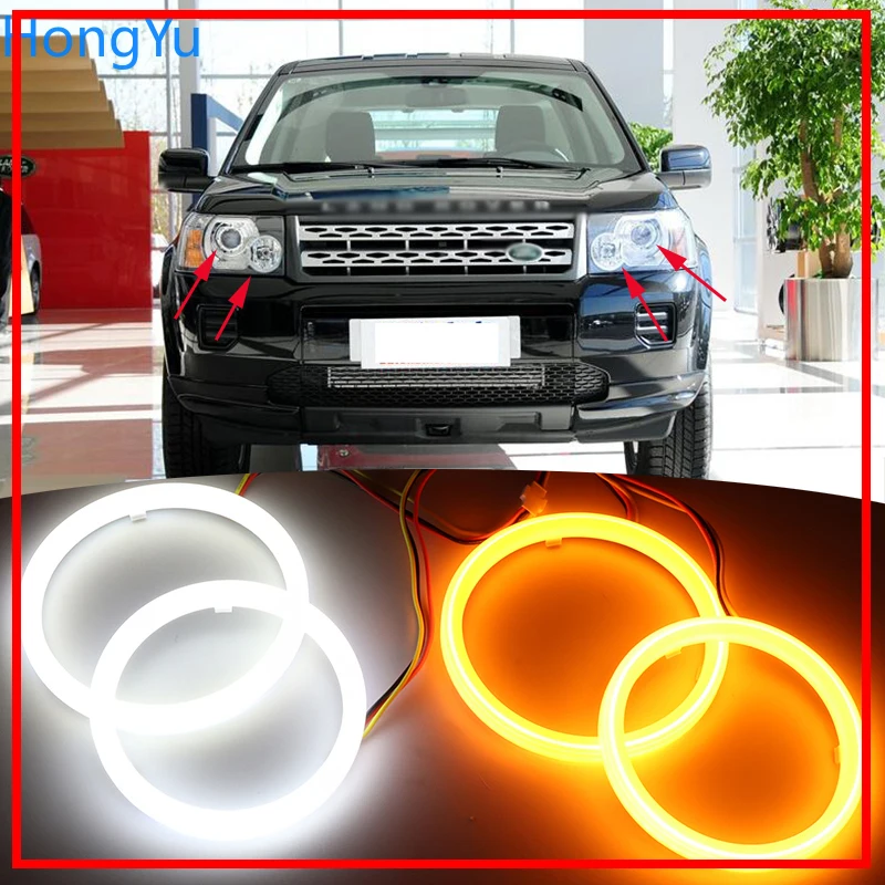 

for Land Rover Freelander 2 2007 - 2012 Xenon Headlight Cotton Switchback LED Dual Color Angel Eye White Amber turn signal light