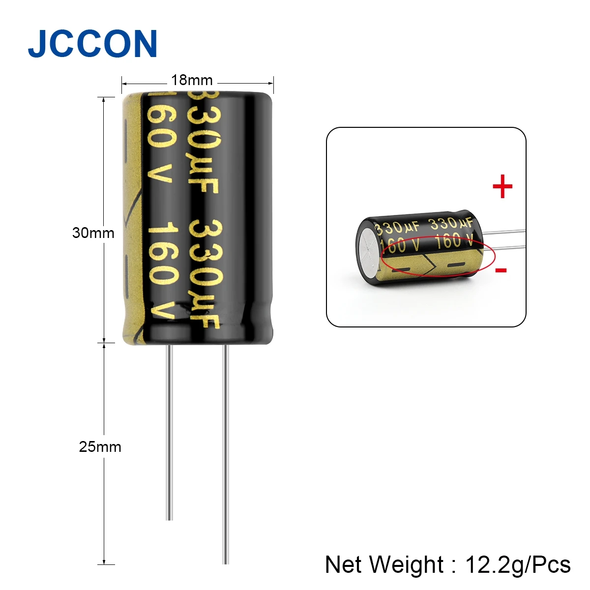 10Pcs JCCON Aluminum Electrolytic Capacitor 160V330UF 18x30 High Frequency Low ESR Low Resistance Capacitors 330UF