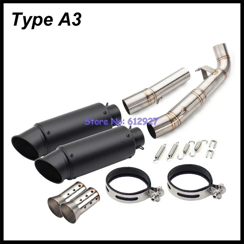 For Kawasaki Z1000 Slip On Exhaust System Muffler Pipe DB Killer Escape Moto Connect Mid Tube with Tailpipes 2007 2008 2009