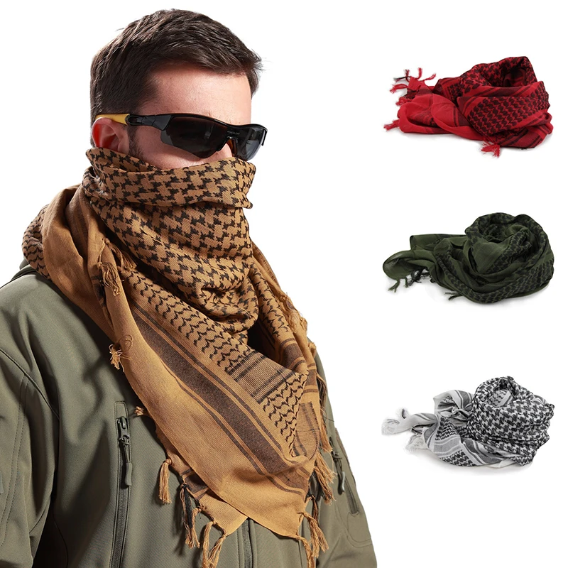 2023 New Fashion Mens Lightweight Square Outdoor Shawl Military Arab Tactical Desert Army Shemagh KeffIyeh Arafat Scarf Fashion