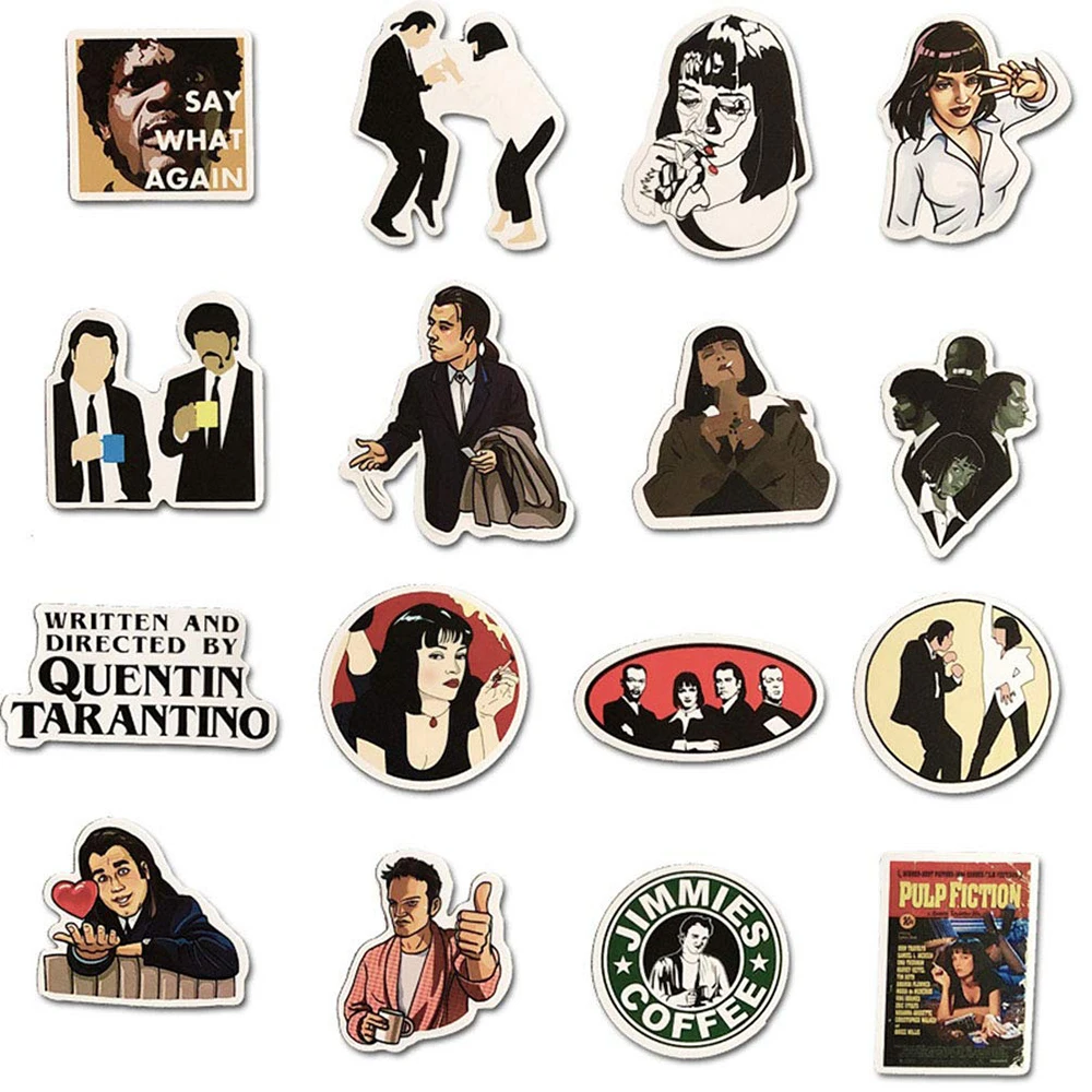 10/30/50PCS Pulp Fiction Movie Cartoon Stickers fai da te Bike Travel bagagli Car Guitar Laptop adesivi scherzo impermeabili giocattolo classico