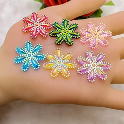 30PCS 25mm AB Acrylic Flower Rhinestone Flatback Wedding Diy Button Crafts