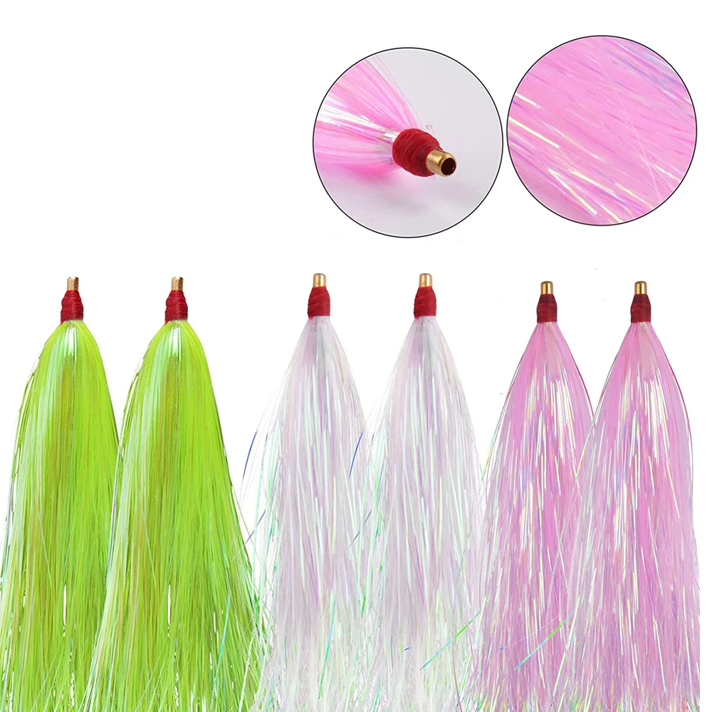 

12Pcs Fishing Mylar Flash Teaser Artificial Jig bait Rig Saltwater Fishing Teasers Plugs Flounder Fishing Lures Bait Rigs