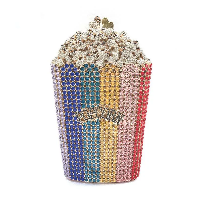 Chaliwini Designer popcorn Evening Bags Luxury Crystal Party Purse Wedding Bags Colorful Clutch Bags