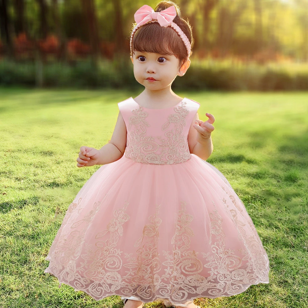 Baby Kids Dresses For Girls Sequins Bow Birthday Party Dress Infant Wedding Ball Gown Christening Dress Toddler Clothes