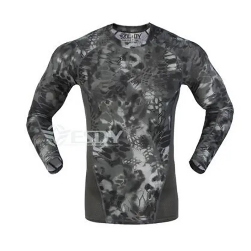 New tactical camouflage T-shirt man breathable tactical Men\'s Compression Shirt Long Sleeve Sportswear T-Shirt