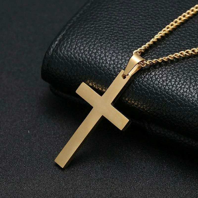 Fashion Classic Simple Cross Pendant Necklace For Women Men Stainless Steel Link Chain Charm Necklace Punk Hip Hop Jewelry Gift