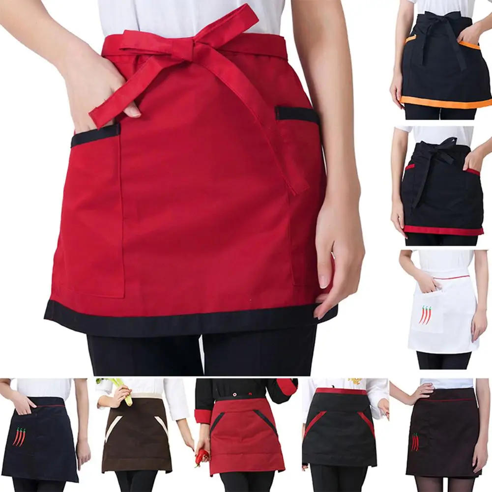 Apron in Kitchen Keep the Clothes Clean Sleeveless Striped Chili Design Kitchen Cooking Restaurant Bakery Waist Half Apron Cover