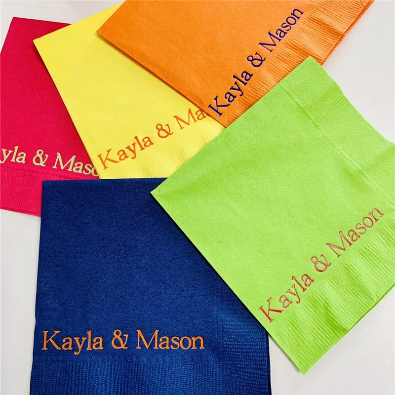 

Personalized Napkins Custom Printed Paper Cocktail Beverage Luncheon Dinner Guest Towel Sizes Avail! Lots of color choices!