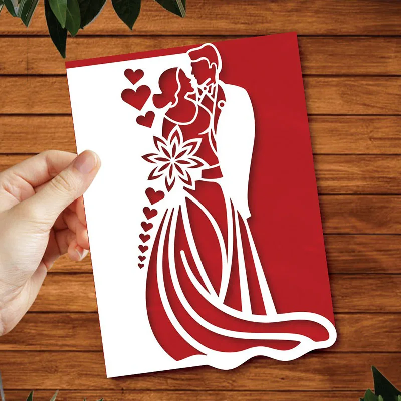 Couple Wedding Valentine\'s Day Invitation Metal Cutting Dies Stencil Scrapbooking DIY Album Paper Card Embossing Decor Craft