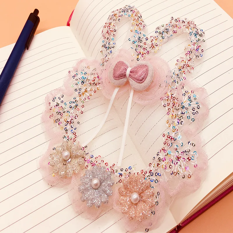 

5pcs Embroidery Bow Flowers Applique Fabrics DIY Patchwork Children's clothing Shoes Hats Sewing Accessories Sequin Fabrics