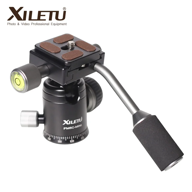 XILETU FM5C-MINI Aluminum Mini Tripod Ball Head Digital SLR Camera Tabletop Stand Lightweight Desktop Phone Triangle Bracket