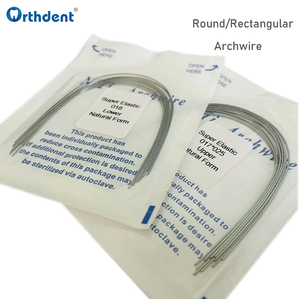 2 Packs Dental Nitinol Memory Wire Arch Top Forms Ortodontic Archwire Round/Rectangular Natural Form Dentistry Accessories