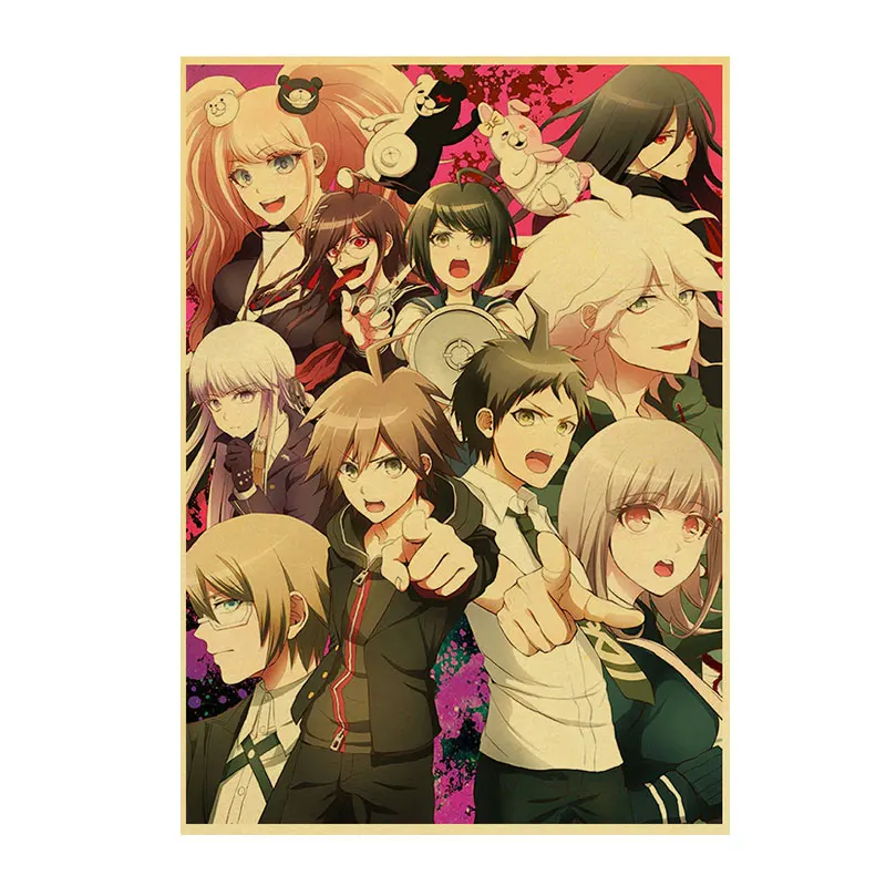 Canvas Painting  Classic Japan Anime Danganronpa Black and White Bear Wall Art Vintage Posters Prints Living Room Decor Pictures