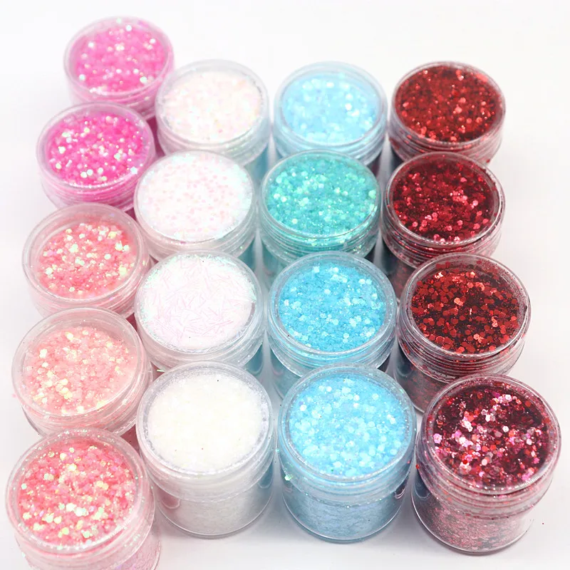 1 Can 10ml Holographic Nail Polish Sequin Candy Color Mixed Size Series Set Glitter Powder for DIY Nail Polish Decoration Art