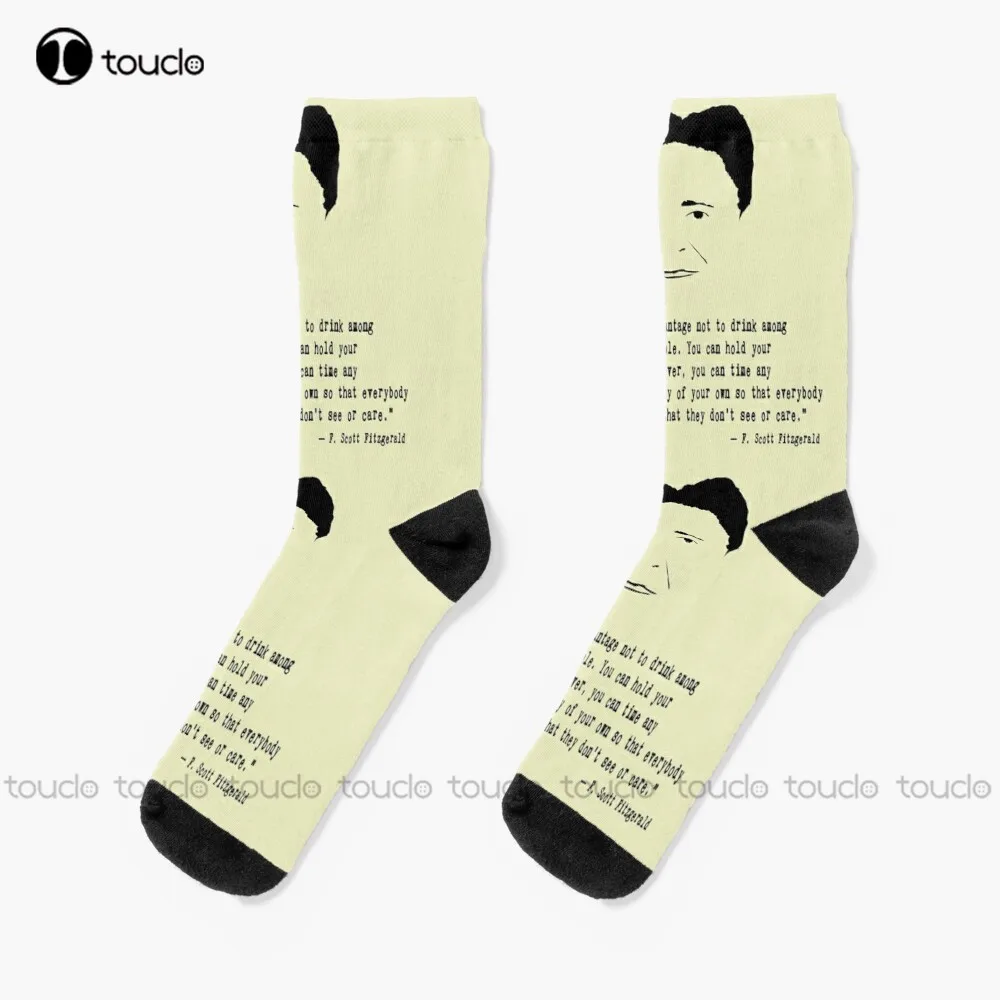 F. Scott Fitzgerald Quote Socks Mens Socks Black Personalized Custom Unisex Adult Teen Youth Socks 360° Digital Print Funny Sock