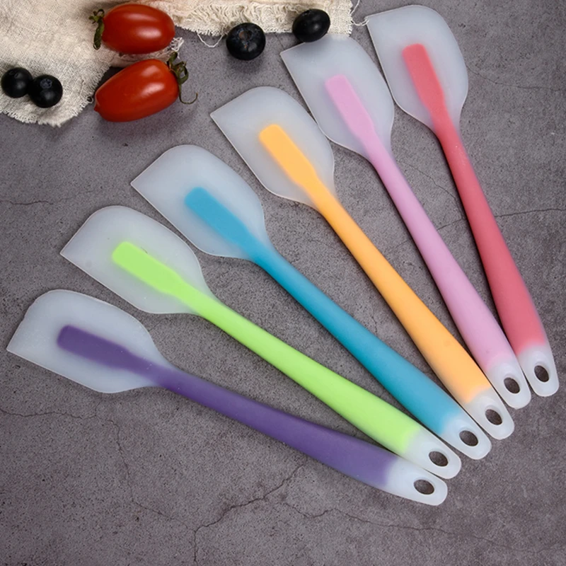 Non-Stick Silicone Scraper Cake Cream Spatula Transparent Butter Mixer with Hole Pastry Baking Spatulas Kitchenware