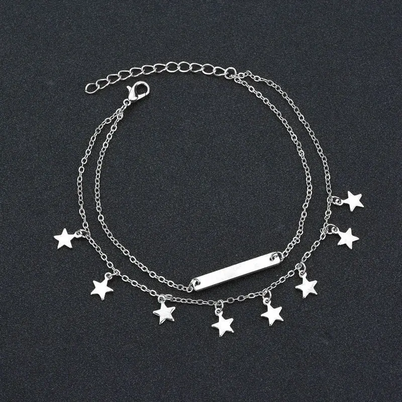 2PCS Vienkim Star Pendant Anklet Foot Chain Summer Yoga Beach Leg Bracelet Charm Anklets Jewelry Gift