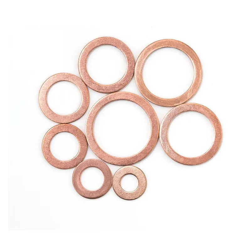 150PCS ทองแดงเครื่องซักผ้าซีลน้ำมันปะเก็นแหวนแบน Seal Assortment KIT พร้อมกล่อง // M6/M8/M10/M12//M16/M18/M20สำหรับปลั๊กบ่อ