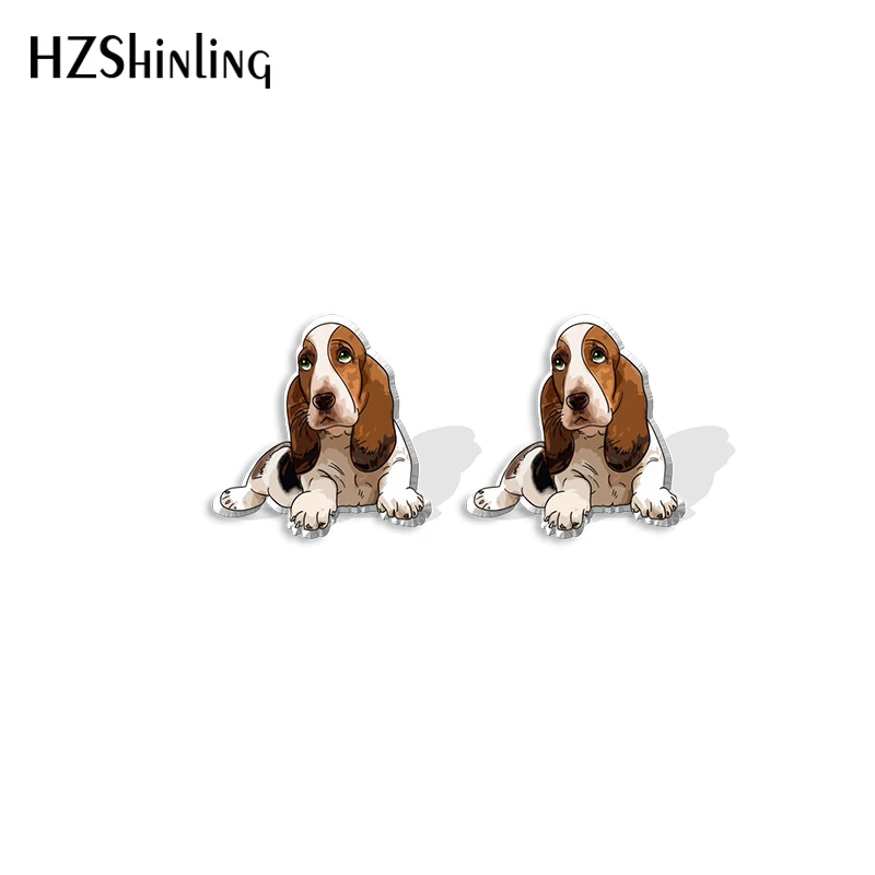 2021 New Basset Hound Dog Stud Earring Dog Series Acrylic Resin Earrings Epoxy Handmade Jewelry Gifts Girl