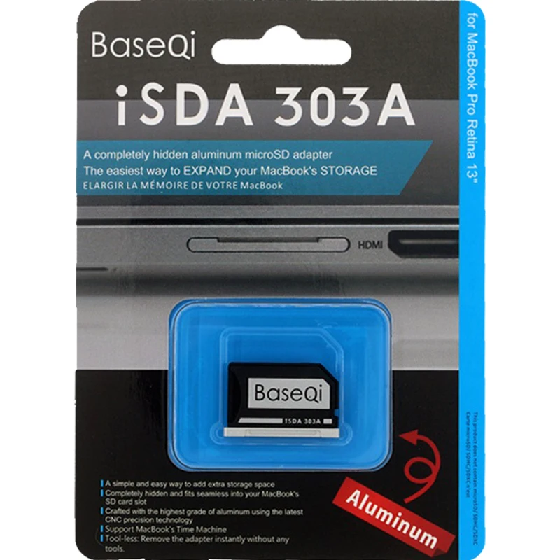 BaseQi MacBook 103/303/504/503 Aluminum Micro SD Adapter For