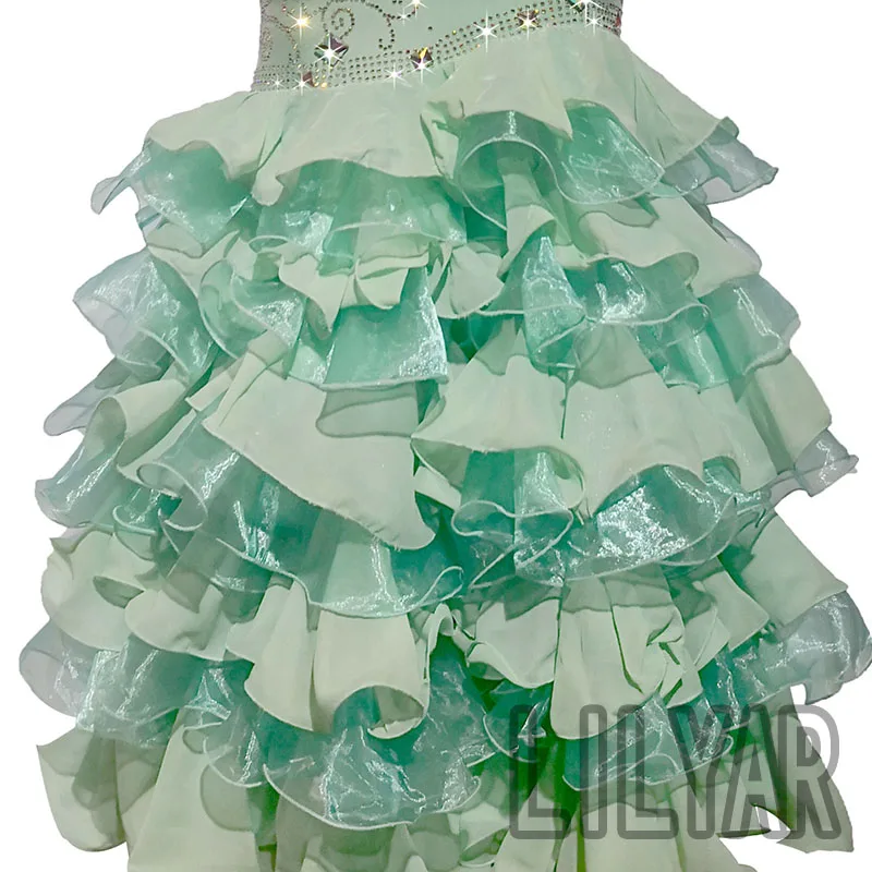 Ballroom Dance Standard Competition Costume Performance Custom Adult Mint Green Slim Dance Dress