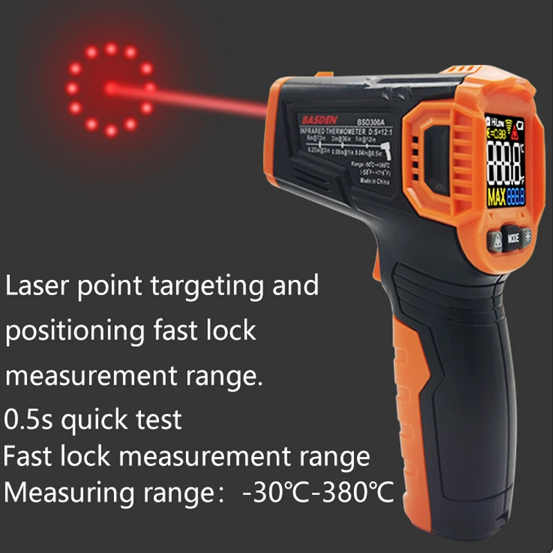 

LCD Digital Handheld Temperature Meter gun laser IR non-contact Infrared thermometer -30C-380C Pyrometer Thermometer