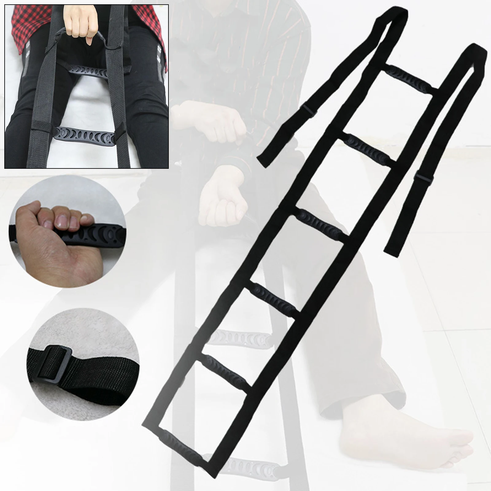 Bed Ladder Assist Pull Up Assist Device with Handle Strap Rope Ladder Sitting, Sit Up Hoist for Elderly 6 Nonslip Hand Grip