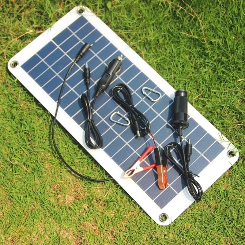 Semi-flexible 12W 18V Outdoor Travel Portable Solar Panel Charger For 12V Car Boat Motor Battery Charger DIY Solar System