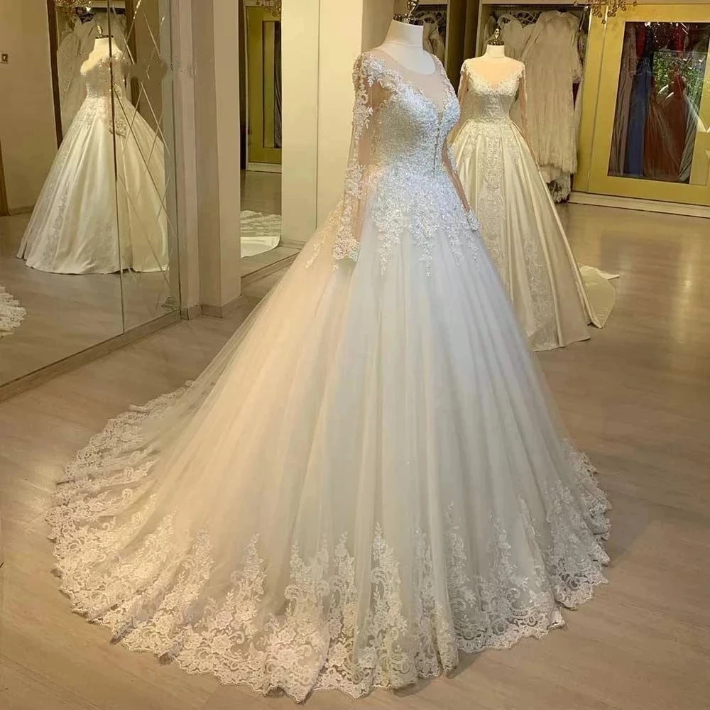 Robe de Mariée de Luxe à Manches sulf, Tenue Éducative, avec des Appliques de Perles, un Traîne Formel, pour les Patients, 2025