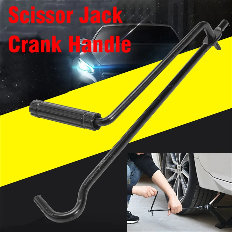 Folding Steel Car Scissor Jack Crank Lever Handle Lift Rod Post Repair Tool