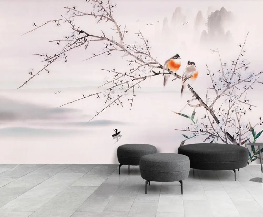 

Bacal Custom 3D Wallpaper 8D Mural Magnolia New Chinese Hand-painted Flowers and Birds Bedroom Living Room Sofa Wall Paper Huda