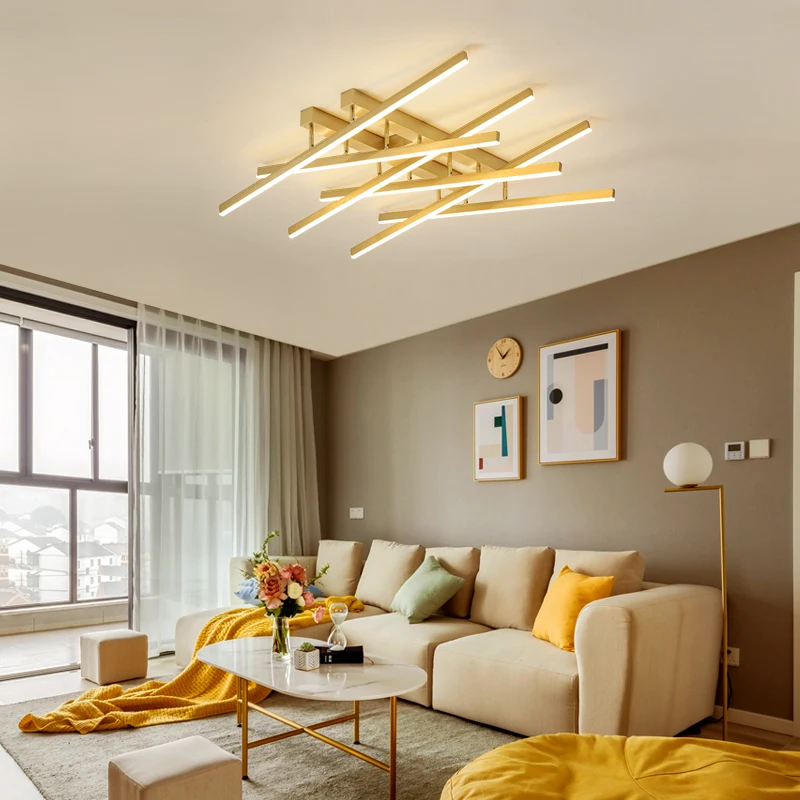 Jmzm Nordic Gold Chandelier Can be Adjusted with Different Shapes Restaurant Living room Bedroom Lights Modern LED Ceiling Lamps