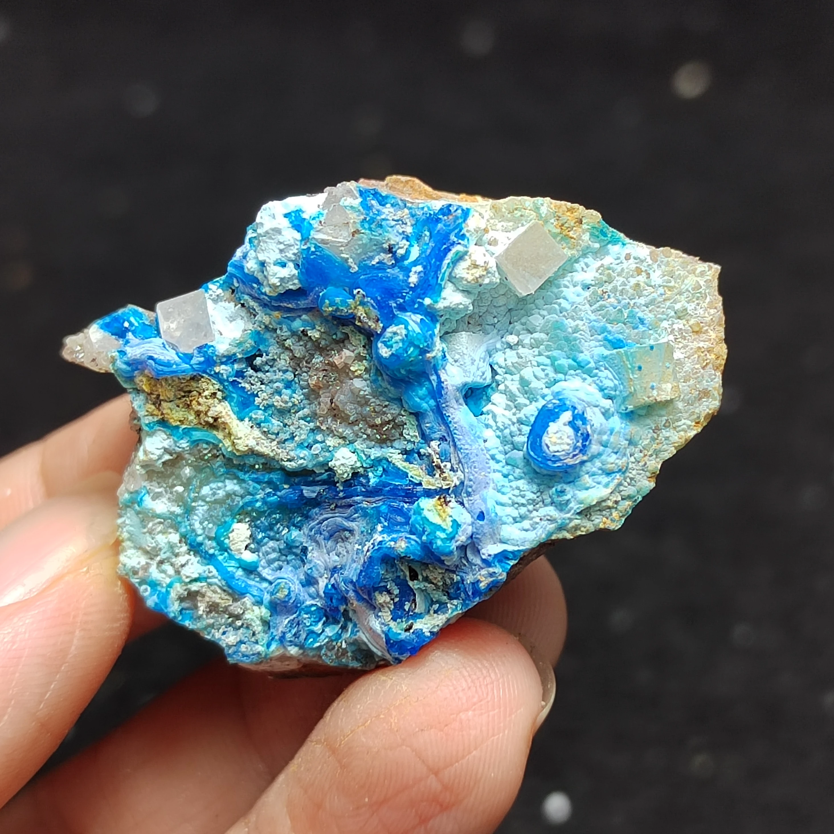 6g-33.3gTender meat dark blue gibbsite silica malachite and fluorite quartz home decoration original stone collection