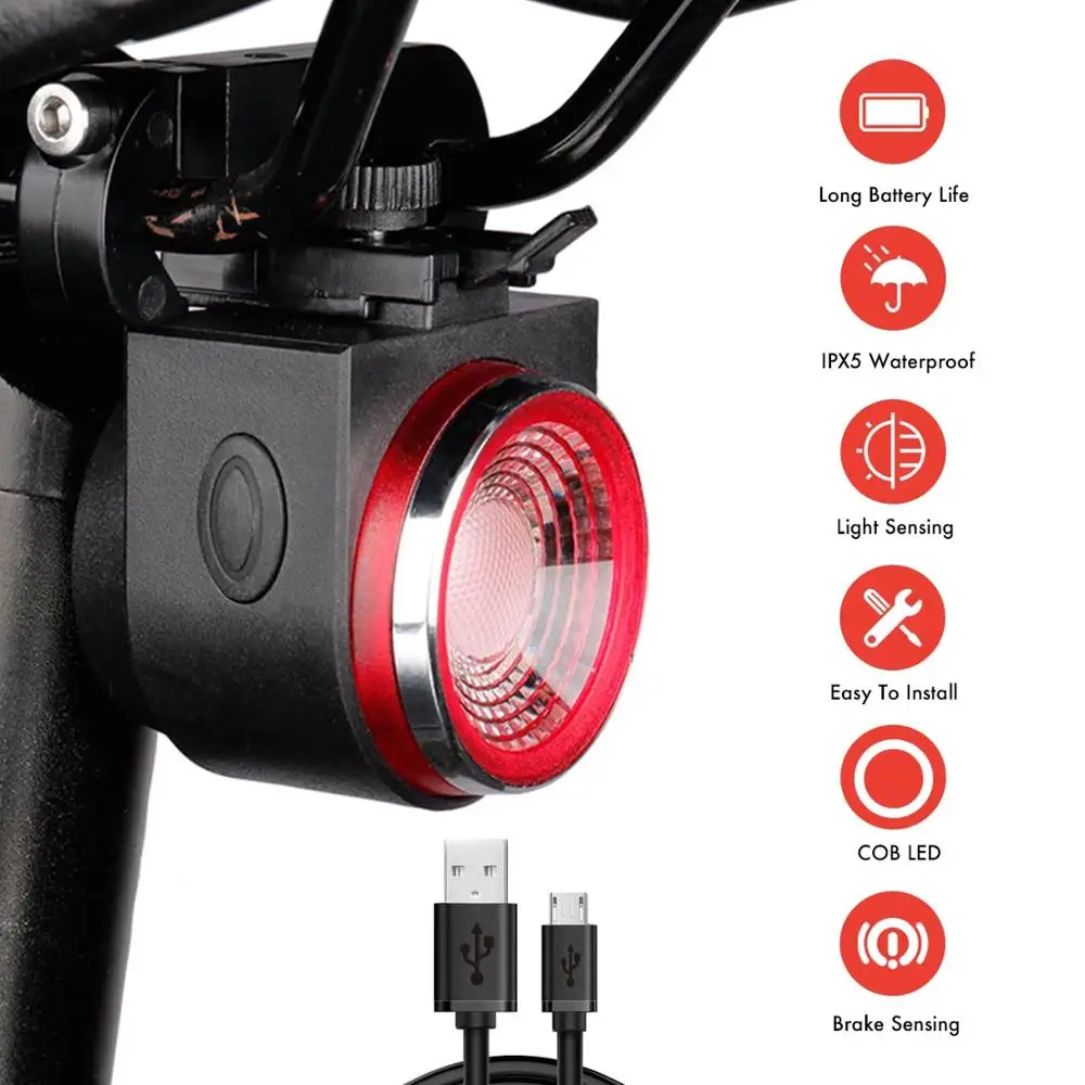 Imagem -02 - Controle Remoto Anti Ladrão Inteligente Bicicleta Luz Ipx5 à Prova Impermeável Água Usb Recarregável Ciclismo de Segurança Led Lâmpada da Cauda com Alarme a8