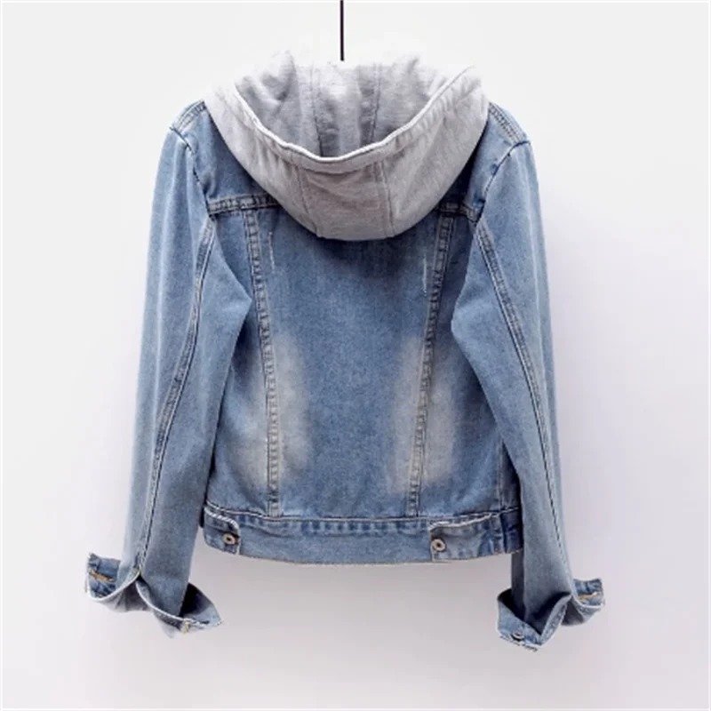 New Long Sleeve Slim Hooded Jacket Wild Student Top Denim Short Jacket Women Short Women Jeans Jacket Bomber Jacket