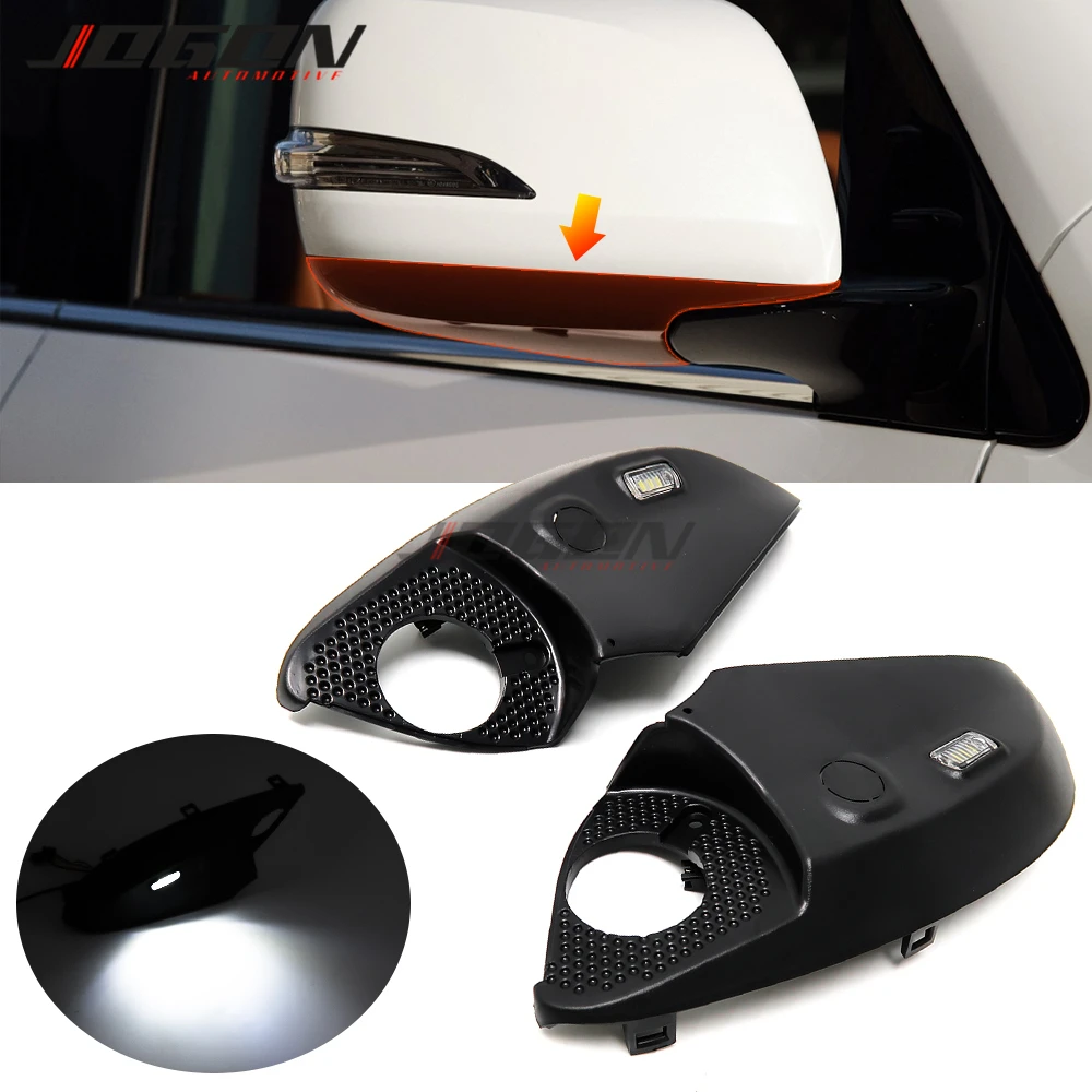 

For Lexus LX570 2012-2019 Side Mirror Puddle Light Welcome Lamp + Lower Base Cover Trim For Toyota Land Cruiser LC200 2008-2011