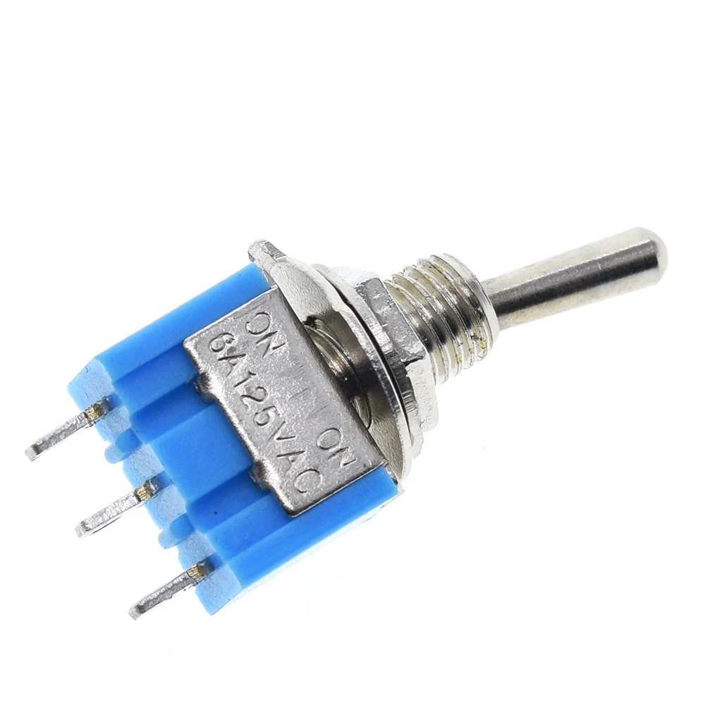 10Pcs SPDT ON/ON AC125V 6A Blu Mini 2 Posizioni 3 Spilli A Scatto Micro Interruttori A Levetta MTS-102